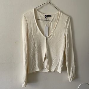 ZARA cream clasp sweater